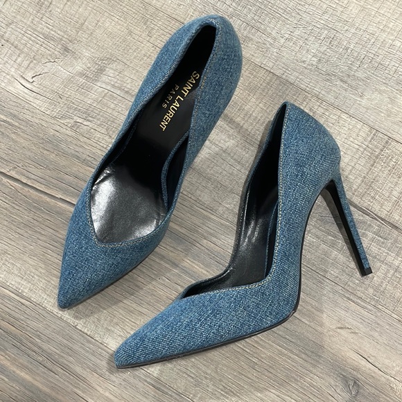 Yves Saint Laurent Shoes - YSL Saint Laurent Denim Heels